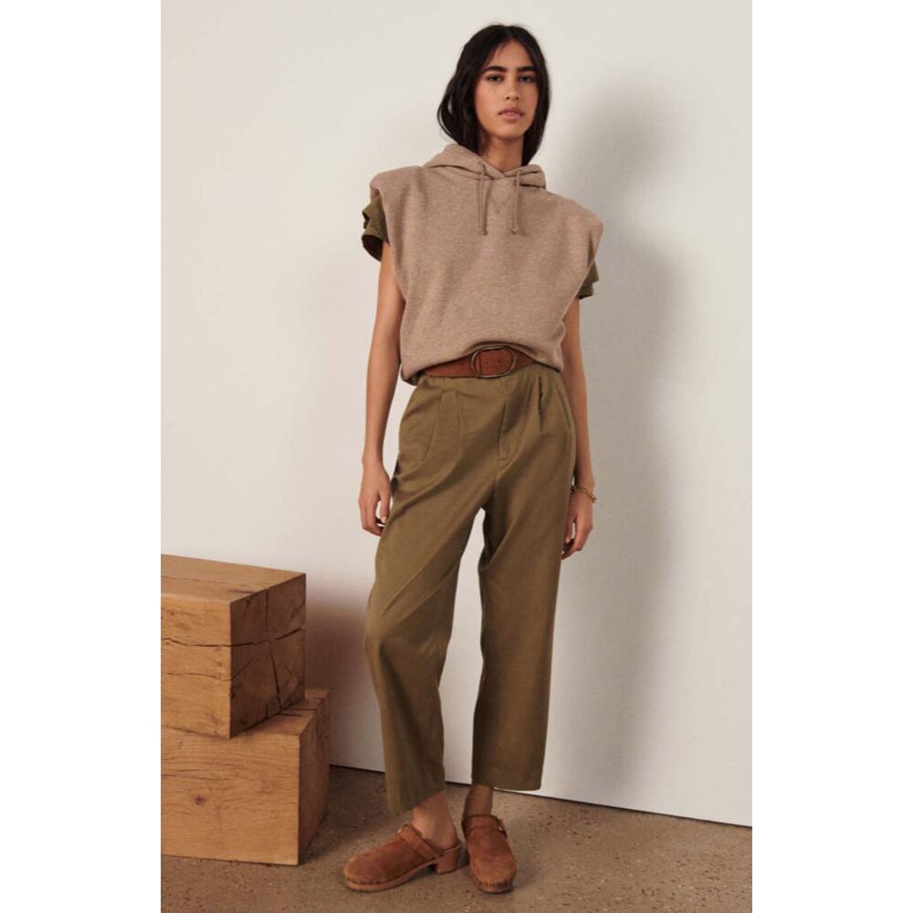 BA&SH High-Waisted Pleated Tapered Leg Cotton Trouser Pants Women's Size Large